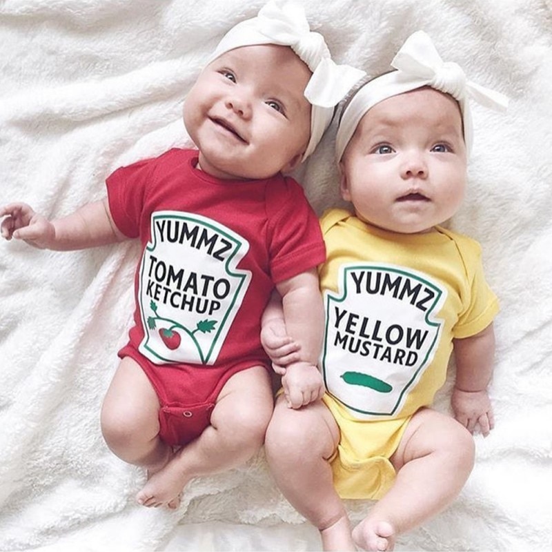 Twin Onesies Mustard and Ketchup Costume